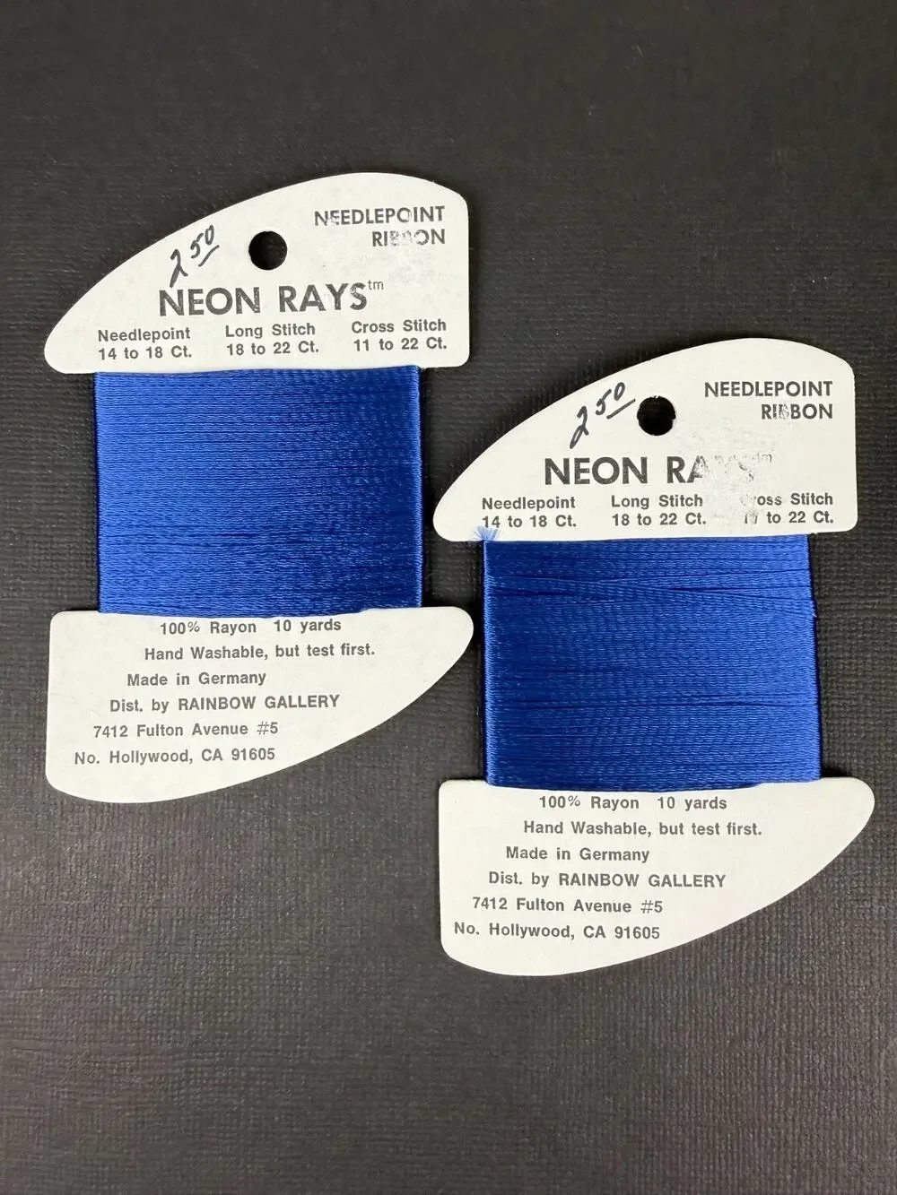2 Neon Rays Needlepoint Ribbon Rainbow Gallery N59 Royal Blue